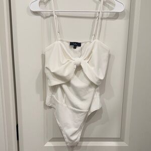 Lulu's Cream Bow-Front Bodysuit